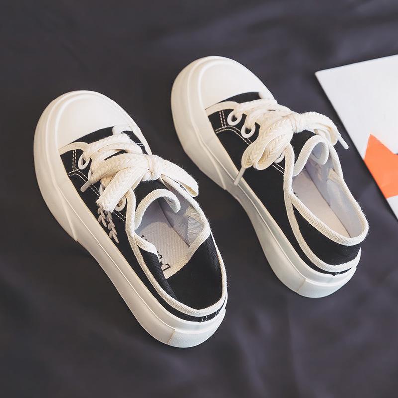 Весенние новые дышащие двухслойные парусиновые туфли для женщин, повседневные универсальные студенческие туфли на плоской подошве белого цвета для женщин