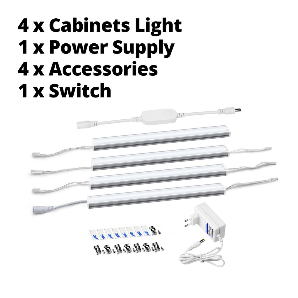 WiFi Alexa Voice Remote Control LED Under Cabinet Light Bar Dimmable Aluminium Tube Strip Shelf Closet Decor Work With Tuya App