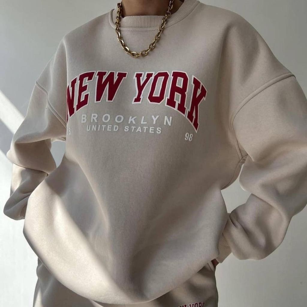 BITCED Женский повседневный модный толстый костюм с принтом плюс флисовая толстовка с длинными рукавами, брюки, костюм