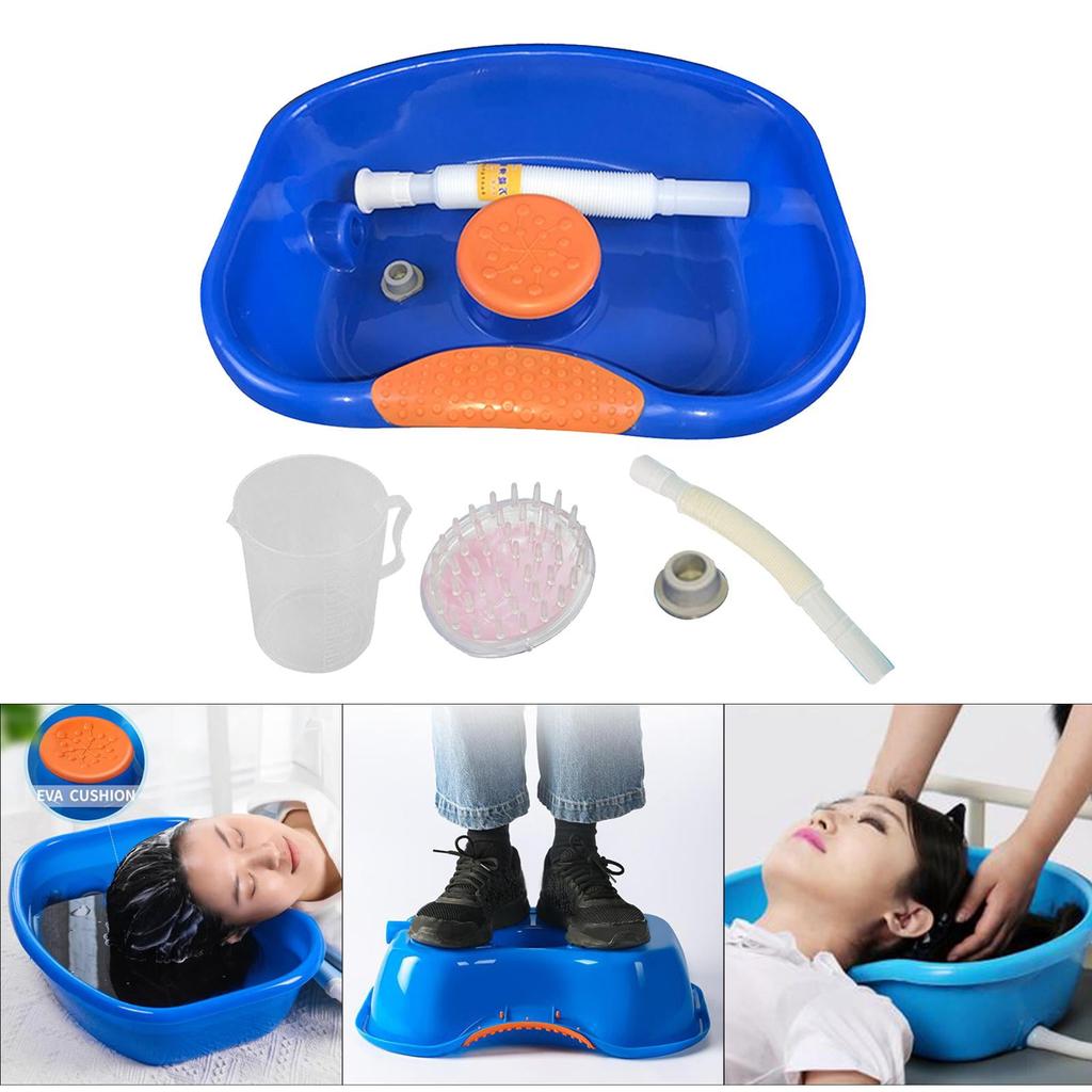 Bed-rest thickened shampoo basin with hose, measuring cup, head brush