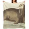 Винтажная иллюстрация моржа Плед теплый для зимы Пушистый декоративный для кроватей Термоодеяла