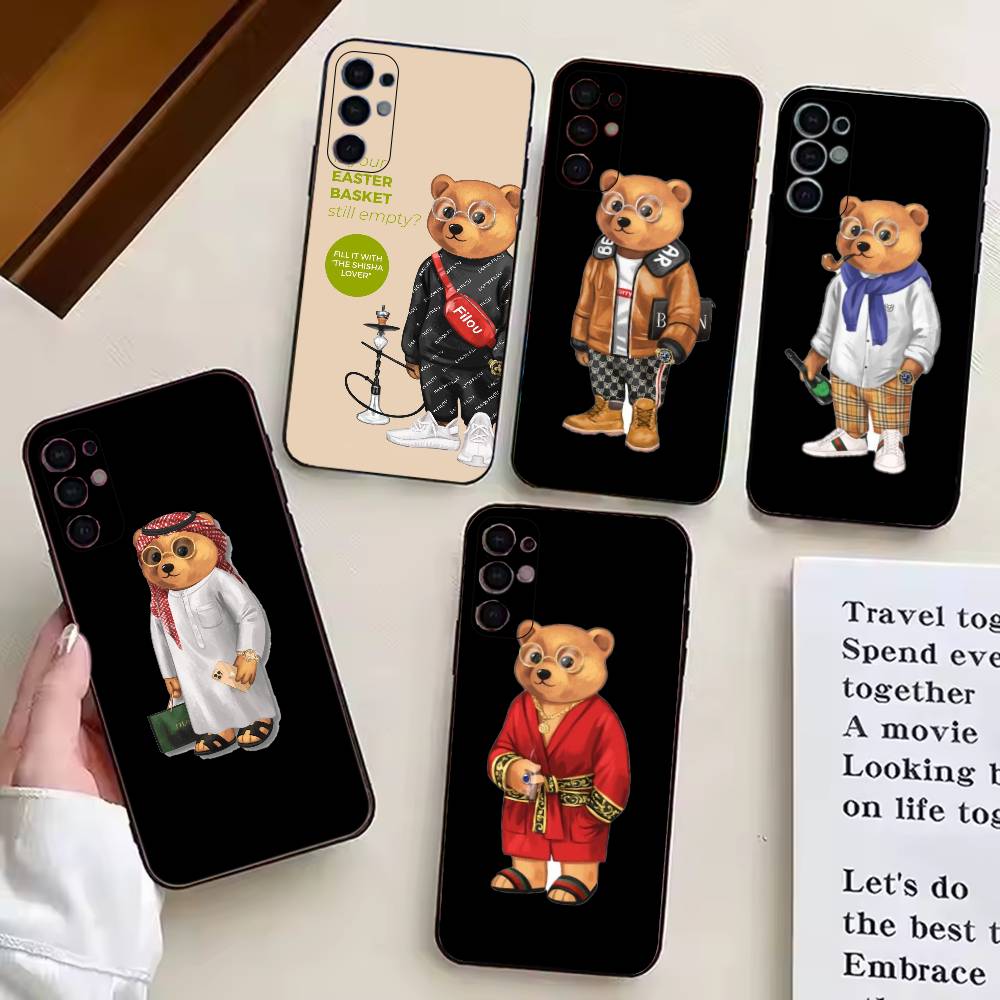 Модный Чехол Для Телефона B-Baron Filou B-Bear Для Samsung S25,S24,S21,S22,S23,S30,Ultra,S20,Plus,Fe,Lite,Note,10,Черный Чехол