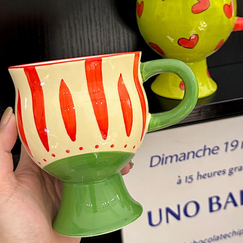 Персонализированные и креативные керамические кружки ручной росписи для домашнего использования, бокалы для красного вина высокого вида, офисные кофейные кружки, сувениры