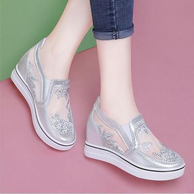 Женская обувь Ultra Height Mesh 2024 Лето Новая мода Дышащие удобные внутренние высокие универсальные кроссовки с вырезами