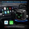 Мини 2-в-1 Беспроводной адаптер-донгл CarPlay Android Auto Совместим с 99% автомобилей Plug and Play WiFi Умный AI-донгл