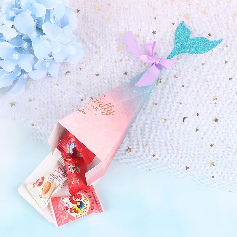 Загруженная коробка конфет «Русалка» Цветной бант в виде хвоста русалки Свадебный подарочный пакет