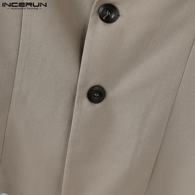 INCERUN Oversized Men Swing Collar Long Sleeve Irregular Cross Loose Thin Blazer Coats