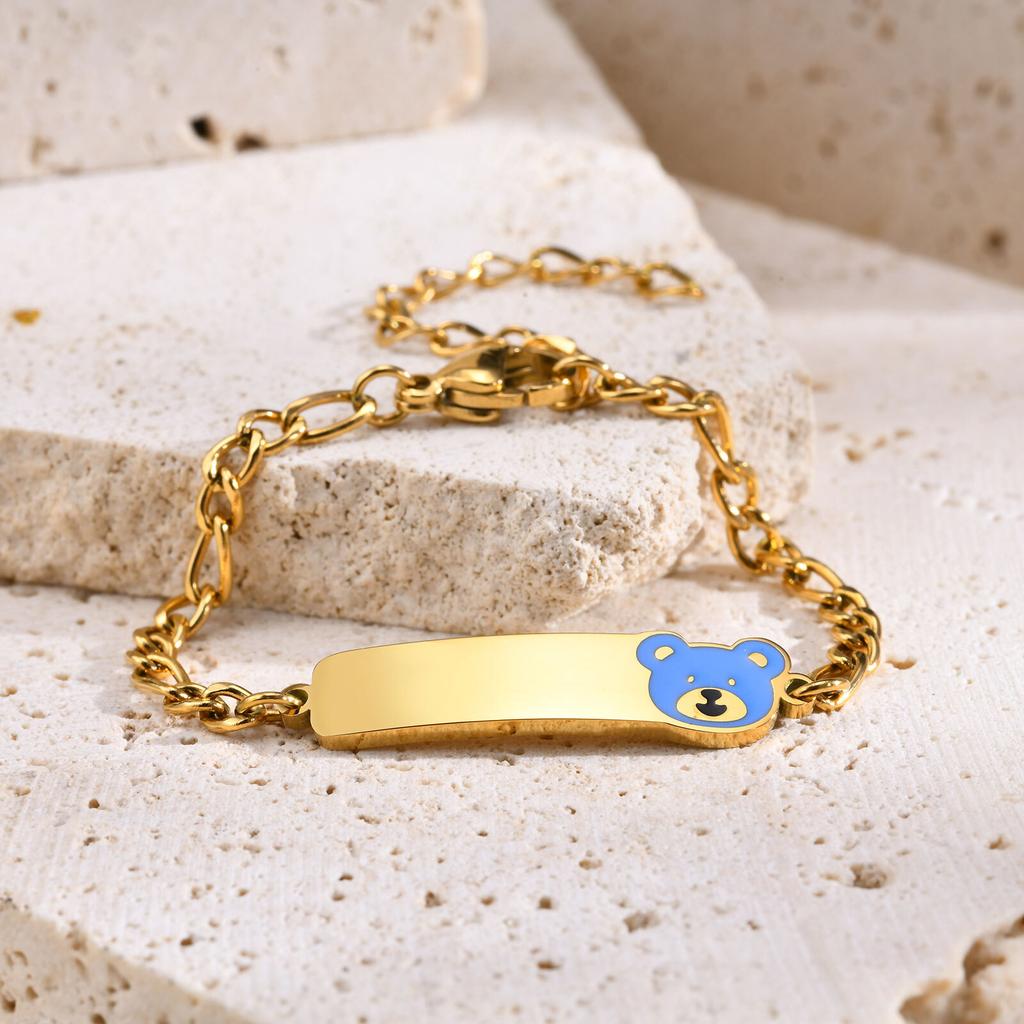 Stainless Steel Jewelry Custom Engraved ID Name Personalized Bracelet For Boy Girls Chain Adjustable, Newborn Gift