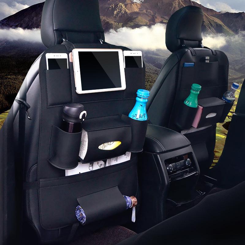 Leather Car Back Seat Organizer Folding Backseat Hanging Holder Storage Bags Tissue Bag