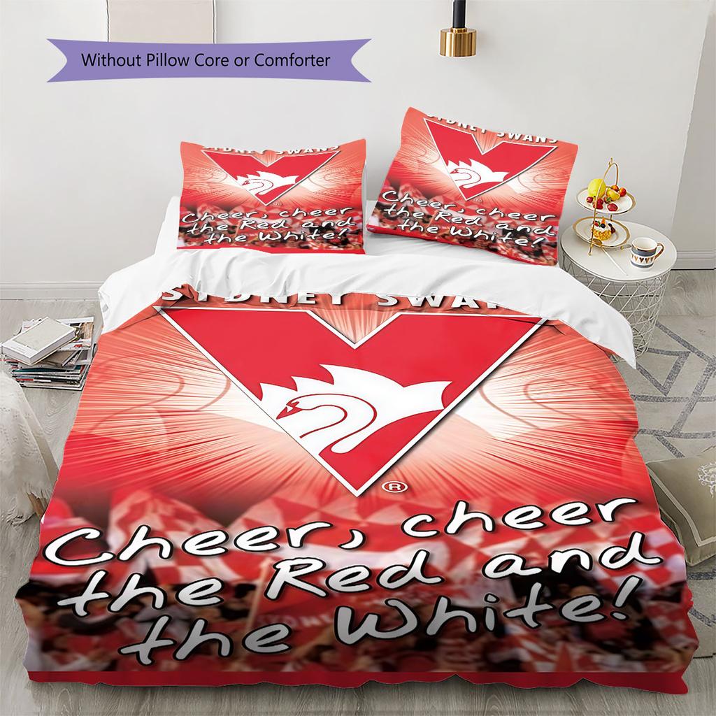 Go Sydney Swans Bedding Quilt Set Quilt Cover Pillowcase Home Decoration Birthday Gift (1 * duvet cover + 2 * pillowcase, without core)