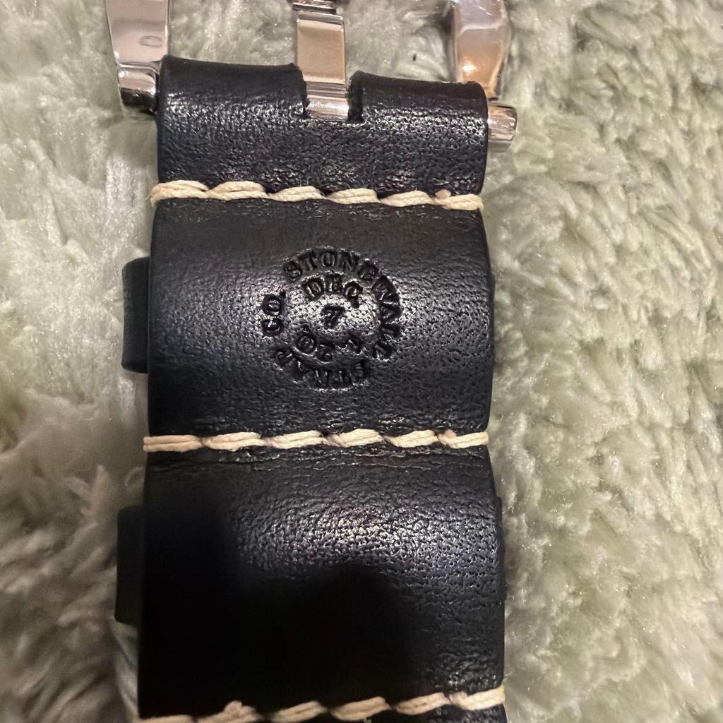 Использованный ремешок STONEWALL для PANERAI, Черная кожаная лента с пряжкой, 24 мм