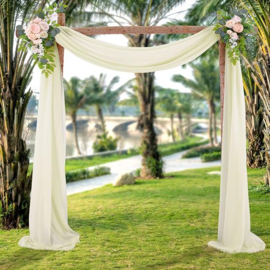 Wedding Arch Drape Chiffon Curtain Drapery Solid Color Tulle Drapery Draping Decoration for Weddings Ceremony Reception Banquets