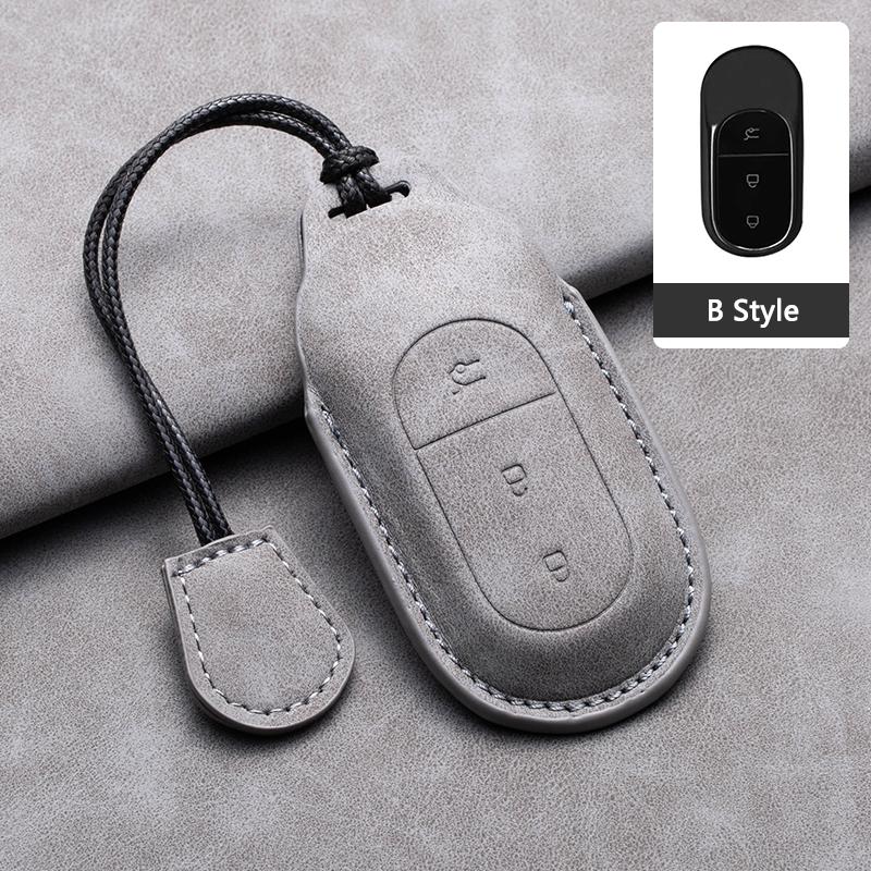 Suede Leather Car Smart Key Fob Case For Leapmotor T03 S01 C11 C01 Type Key Cover Shell Holder Keychain Car Styling Accessories