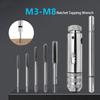 Adjustable T-Handle Ratchet Tap Holder Wrench With 5 Metric M3-M8 Machine Screw Taps Set For Home DIY Projects