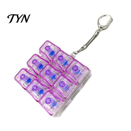 Handheld Stress Reliever 9-Keys Keyboard Fidget Toy, LED Light-up Keychain Clicky Mechanical Switch Toy for Relief, 9-In-1 Backpack Charm