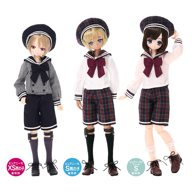 Pureneemo PNXS Гимназический матросский костюм III Темно-синий в красно-белую клетку 1/6 (для кукол)