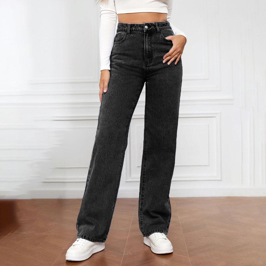 Весенне-осенние женские модные прямые эластичные джинсы