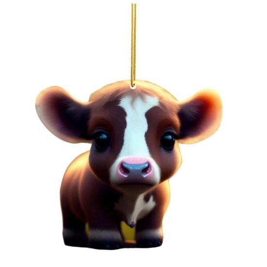 Милый мультяшный хайлендский коровий автомобильный кулон, акриловый художественный ремесленный орнамент, прекрасный автомобиль, зеркало заднего вида, украшение для дома, Рождественская елка, подвесное украшение, подарок