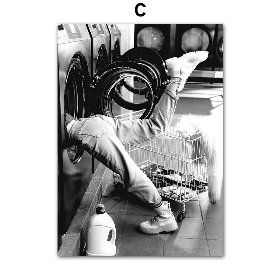 Wall Art Canvas Painting Champagne Coffe Wine Paris Girl Black White Living Room Decoration Posters And Prints Wall Pictures