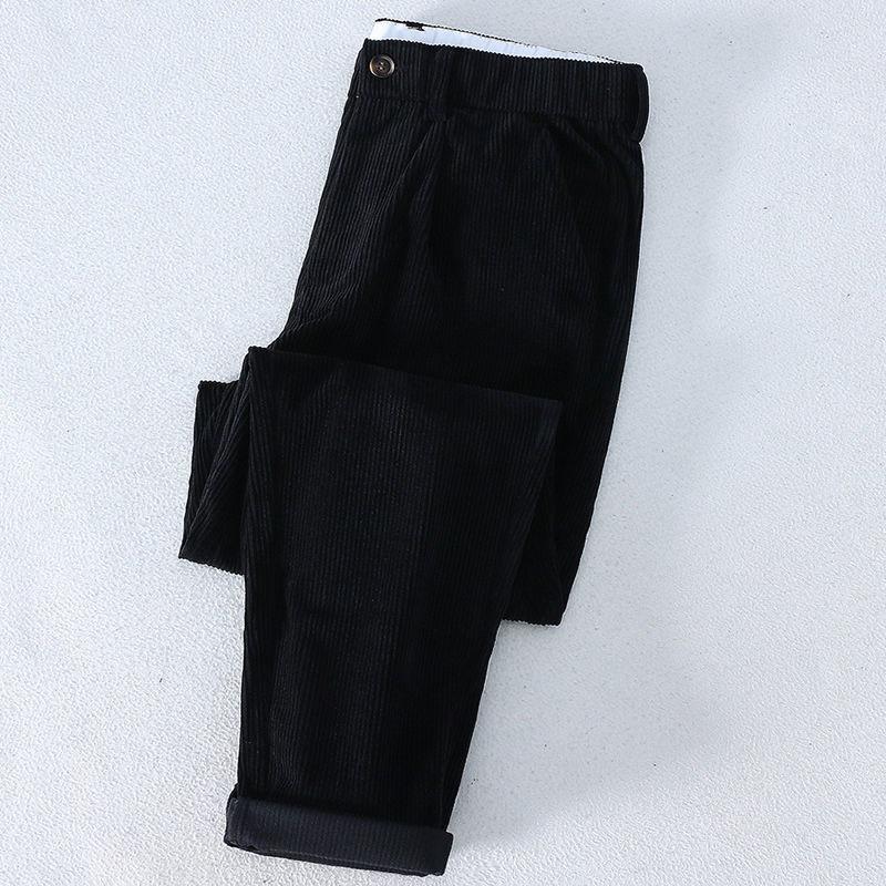 Autumn Thick Men's Double-pleated Trousers Large Size Slim-fit Corduroy Business Casual Pants