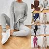 2024 Autumn Women's Rib-Knit Two-Piece Set: Casual, Loose Fit with a Round Neck