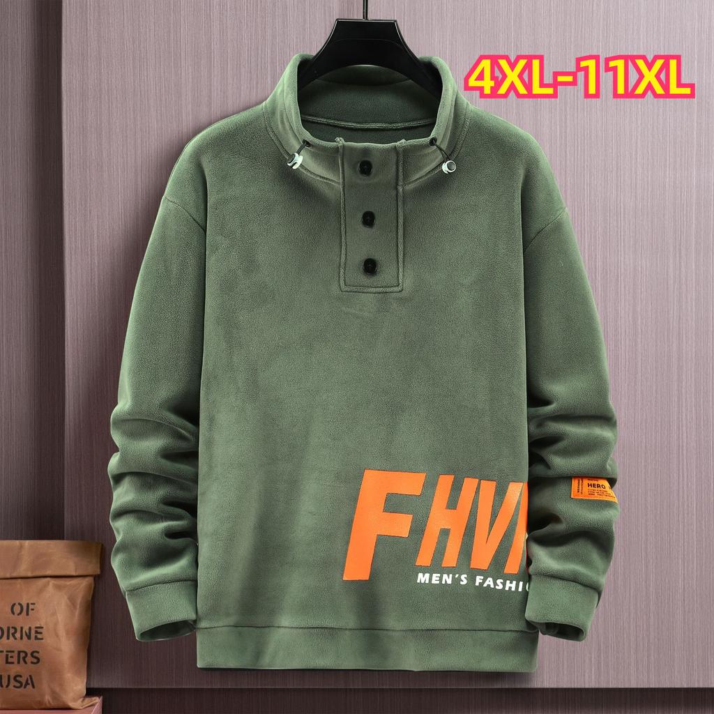 Плюс размер 11XL Мужская Осенняя Зимняя Теплая Толстая Толстовка Стойка Воротник Толстовки Мужская Мода Повседневный Пуловер