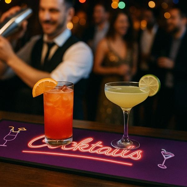 Барный коврик для коктейлей Сервировочный коврик с неоновым эффектом нескользящий