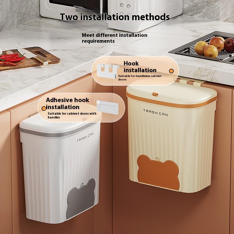 Kitchen Wastebasket Wall Mounted Trash Can With Lid Bathroom Trash Bin Garbage Can For Cabinet Under Sink Compost Bin