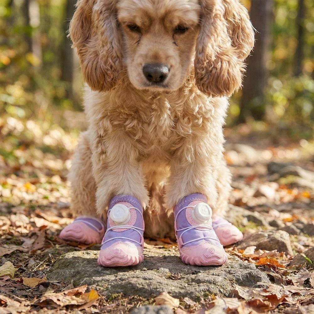 4PCS Breathable Pet Mesh Boots Adjustable Pet Paw Protector Fashion Dog Foot Covers  Dog Walking