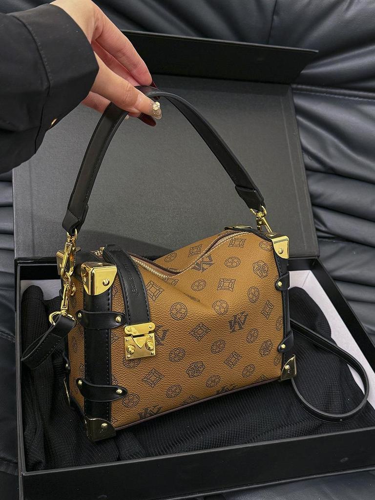 European & American Retro Monogram Crossbody Pillow Bag - Versatile Handbag for Women