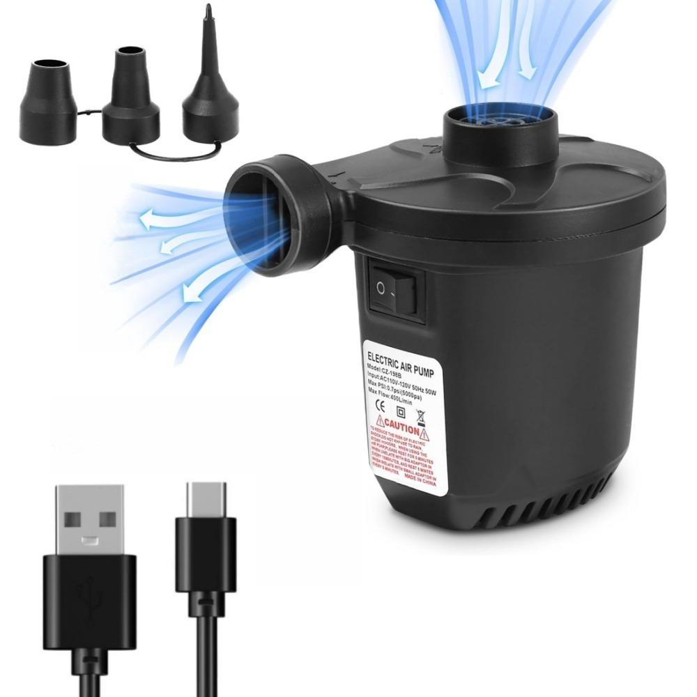 Портативный воздушный насос с аккумулятором 2000 мАч, USB-перезаряжаемый для надувания/сдувания надувных изделий для бассейна, надувной кровати, вакуумных пакетов для хранения