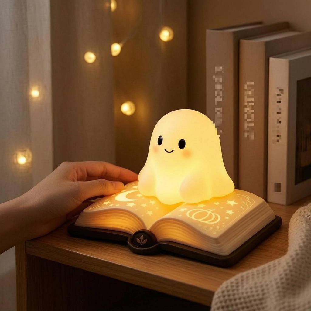 Лампа-призрак с книжным основанием Теплый ночник причудливая для