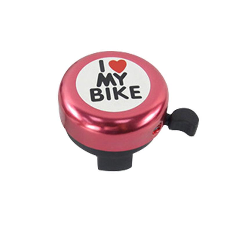RTS Hot Sale Small Lovely Bicycle Bell I Love My Bike Logo Clear Volume Rich Color Safe Travel Bike Horn