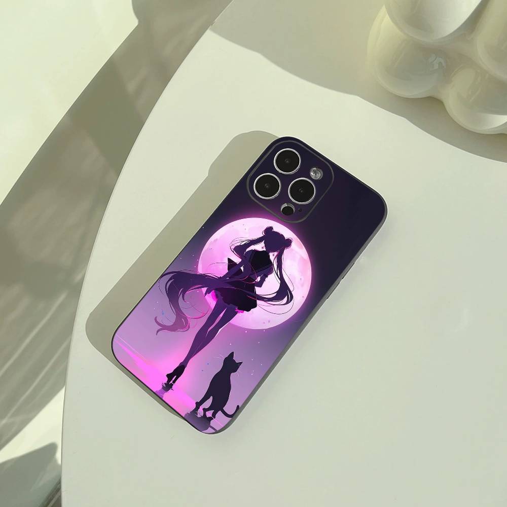 Чехол для телефона S-Sailor- Moon для iPhone 17,16,15,14,13,12,11 Pro Max,16/15/14Plus,XS Мягкий Черный Чехол
