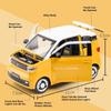 1:Масштаб 24 WULING HONGGUANG MINIEV Металлическая игрушка-модель автомобиля Резиновые шины со светом и музыкой Коллекция транспортных средств Игрушки Детский фестивальный подарок