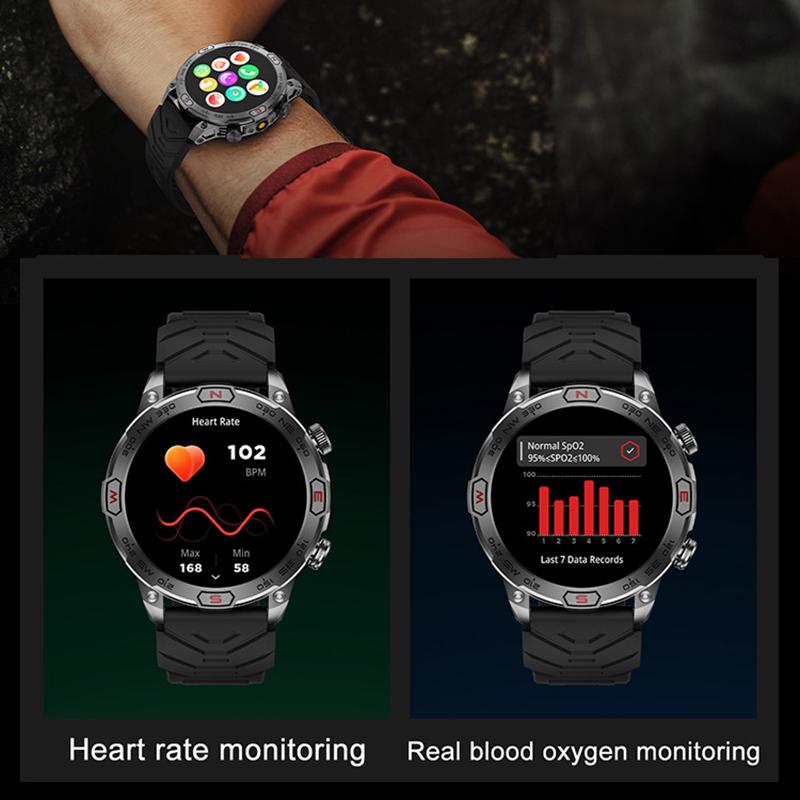 SCIONE Умные часы с пульсометром Bluetooth, голосовым помощником, компасом, фонариком, шагомером, спортивными часами на открытом воздухе