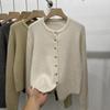 Autumn New Korean Round Neck Knitted Cardigan for Women Slim Fit and Slimming Soft and Sticky Sweater Jacket