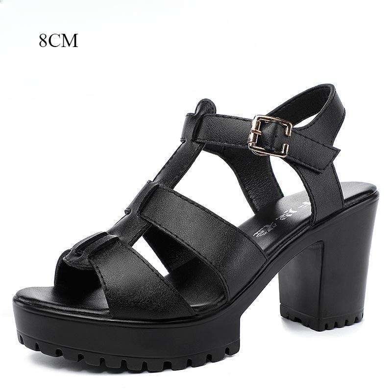 Маленький размер 32-43 Модные босоножки на толстой платформе Летние босоножки-гладиаторы на высоком каблуке Женская обувь Модель Офис