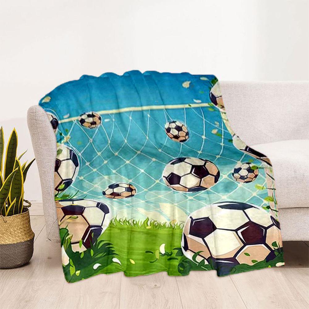 1pc Soccer Ball Sports Theme Blanket Comfortable Soft Lightweight All Season for Travel Camping Picnics Sofa Offic Gift for Friends and Family