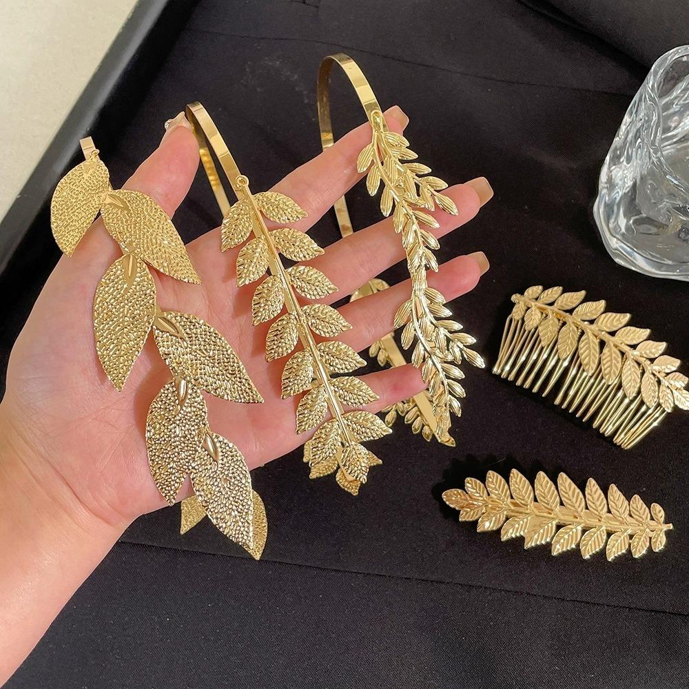 Retro Gold Leaf Headband Headpiece Crown Tiara Headdress Goddess Greek Head Jewelry Bride Wedding Hair Accessories