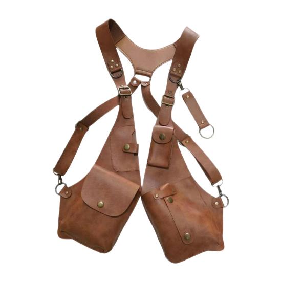 Сумка-слинг, противоугонная сумка-ремень в средневековом стиле стимпанк, кошелек из гладкой искусственной кожи, регулируемый ремень, декор из заклепок, сумка через плечо на две руки