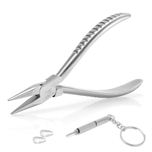 Hanchen AB-14 Tapered Pliers for Eyeglasses, Adjustable Nose Pads and Clings, Perfect for Opticians, Beginners Only (Stainless Steel Handle)