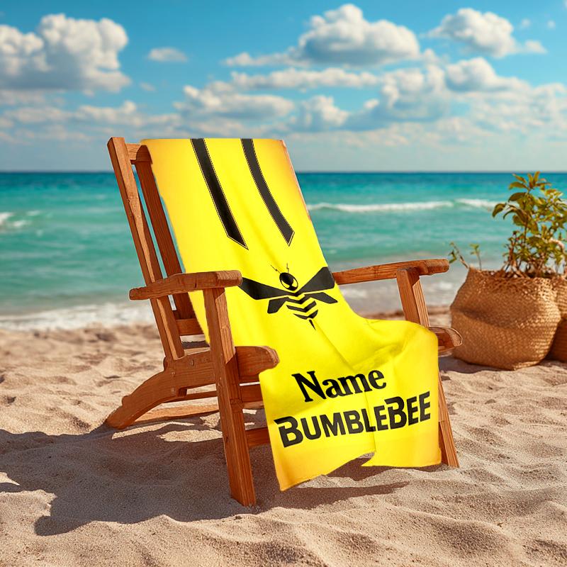 Personalized customized proof beach towel with Bumblebee pattern - soft, absorbent, quick-drying, perfect swimming, camping&bathing