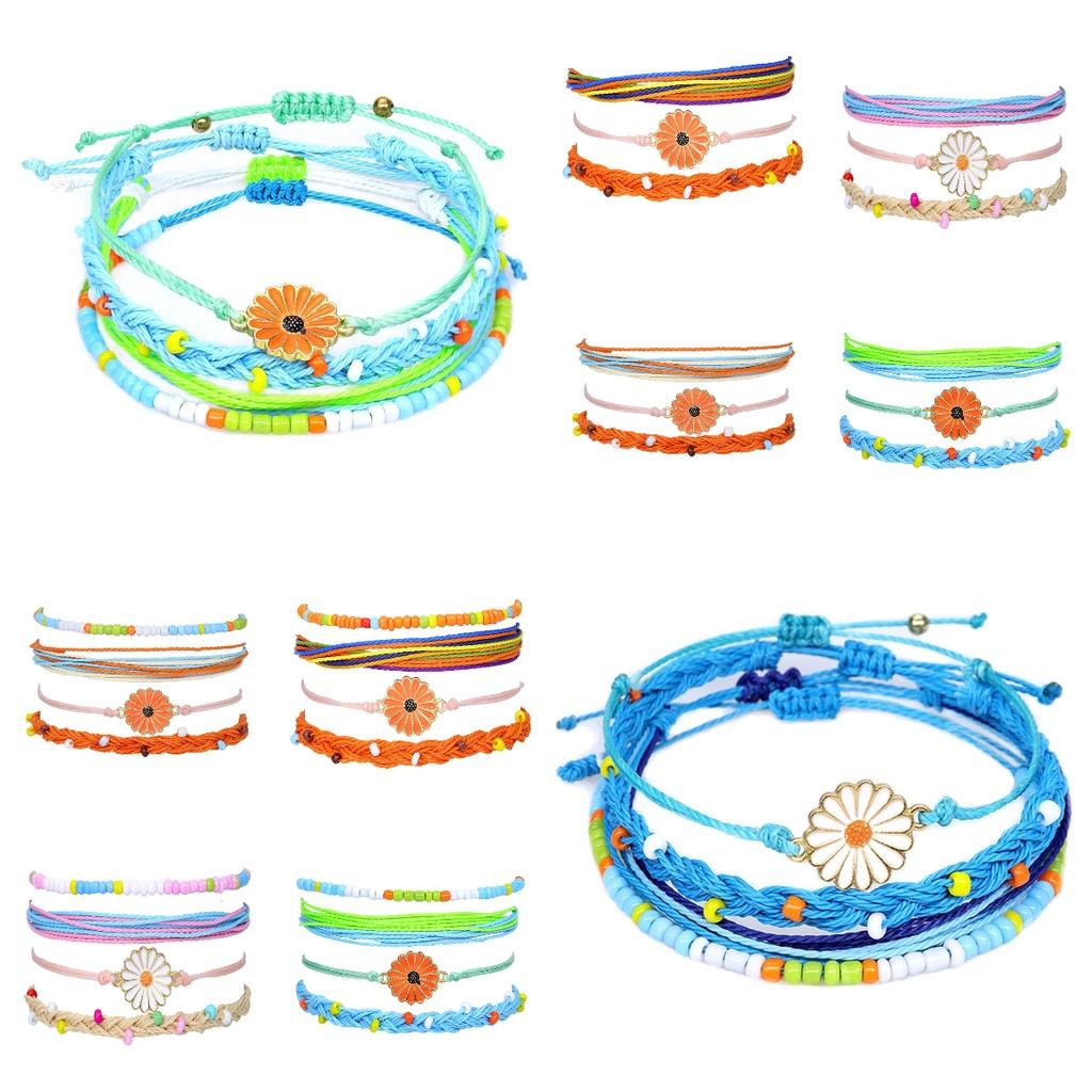 Браслет Дружбы Ромашка Ручной Работы Ножной Браслет Подвеска Цветок Подарки для Девочек Декор Детский