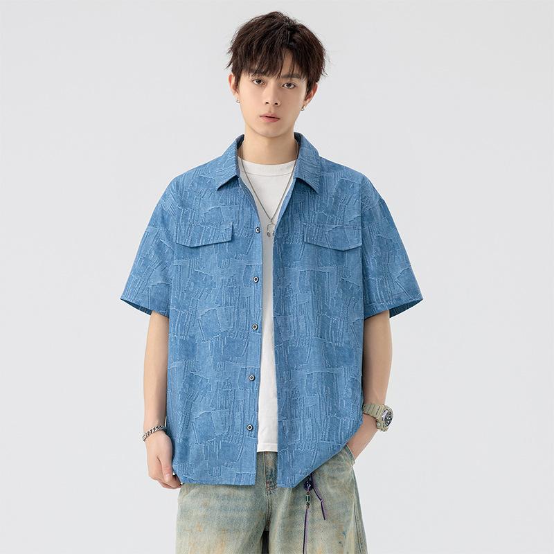 Минималистичная рубашка, летняя свободная с коротким рукавом, лацкан, рубашка в гонконгском стиле для пары, больших размеров