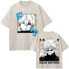 Japan Anime Jujutsu Kaisen Washed T Shirts Satoru Gojo Geto Suguru T-shirt Casual Cotton Oversized Harajuku T Shirt Fans Gifts