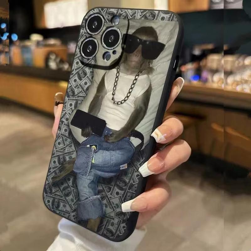 Солнцезащитные очки Обезьяна МЕМ-узор Чехол для телефона Для iPhone 17 Air 16 e 15 14 13 12 11 Pro Max Plus Mini SE 2020 2022 Силикон