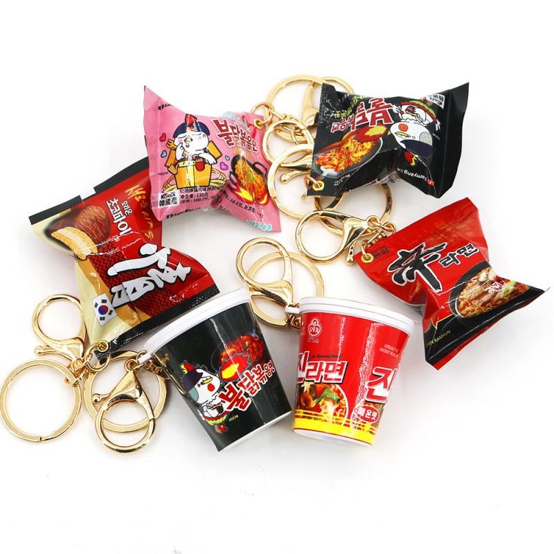 Simulation Instant Noodles Keychain Backpack Turkey Noodle Hanging Pendant Small Ramen Keychains Keyring For Kids
