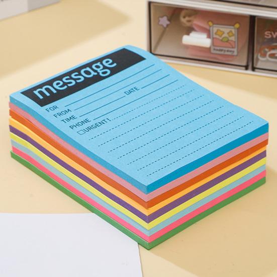 Office Stationery Supplies Fluorescent Horizontal Line Sticky Notepad, Strong Adhesive Removable Memo School Study Essentials Pad, Multi-color