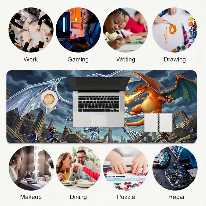 1Pc Dragon Battle Storm Gaming Mouse Pad Keyboard Desk Mat Non-slip Rubber Lock Edge Waterproof Computer Mousepad for Office Home Decor Y1166